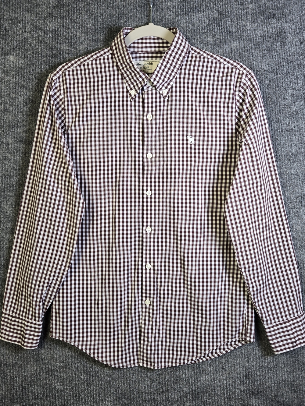 Abercrombie Fitch Shirt Womens XS Brown Gingham Relaxed Fit Button Up Preppy